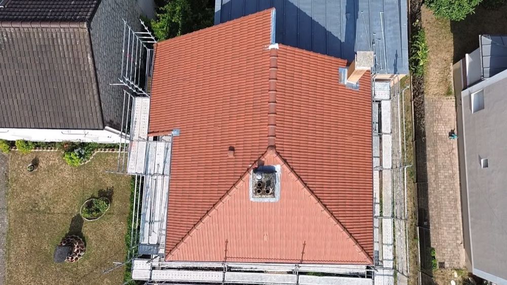 Toiture neuve vue du ciel, Entreprise Lobry